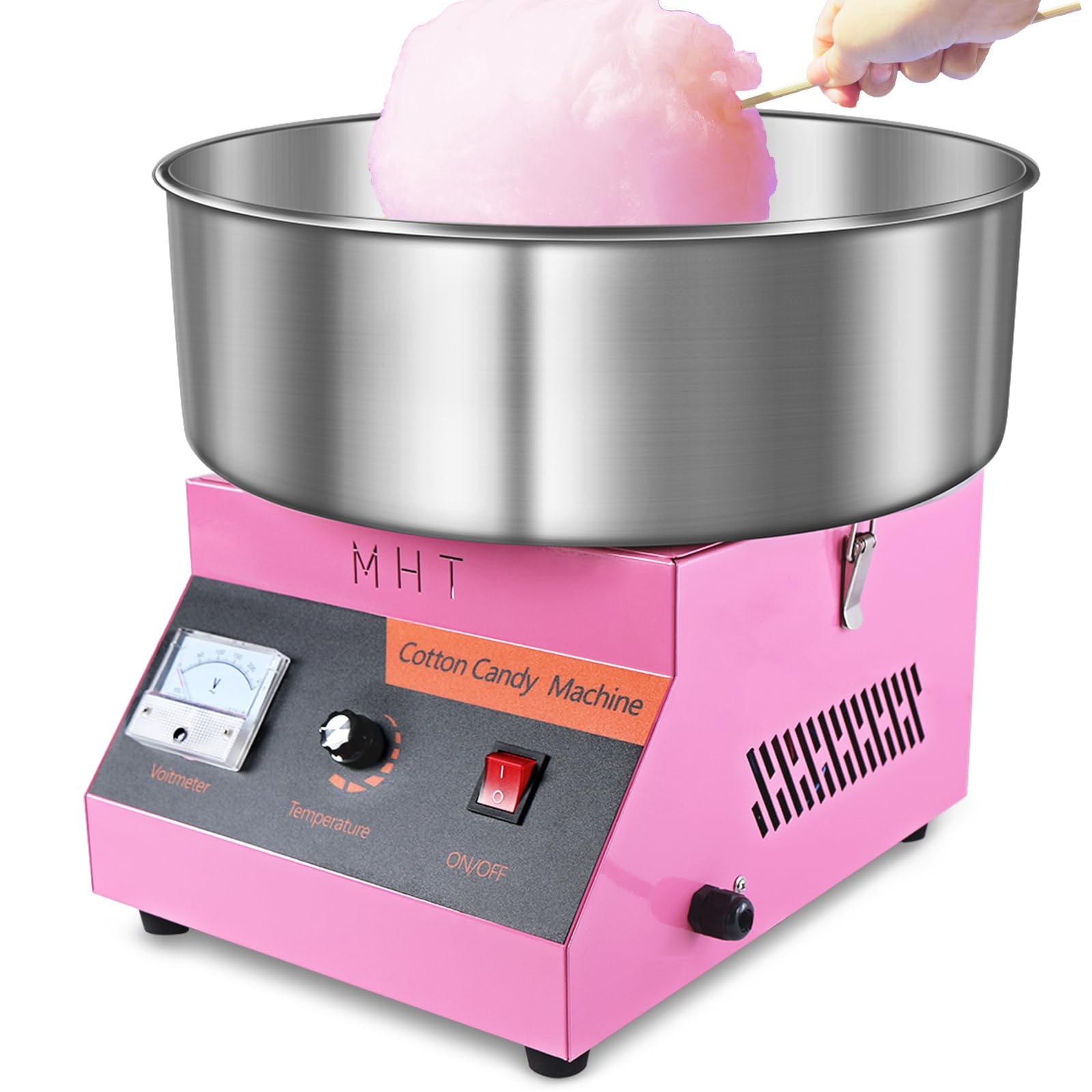 Candy Floss Machine, 1000W Cotton Candy Machine Commercial with Stainless Steel Bowl, Sugar Scoop, Pink Candy Floss Makers for Kids, Home, Birthday, Parties, Festival, Carnival, Candy Machine