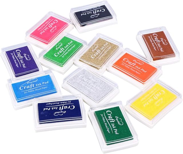 SUPVOX 12Pcs Craft Ink Pad for Rubber Stamps Paper Scrapbooking Wood Fabric