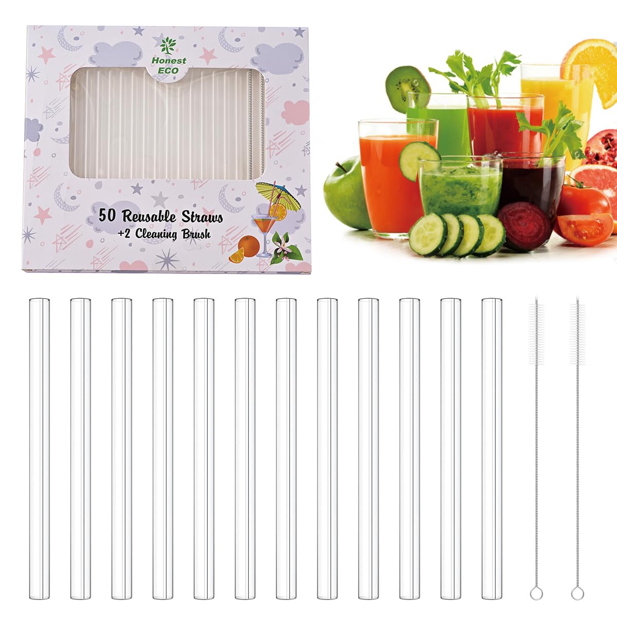 Sturdy Plastic Straws Short Stir Sticks Reusable Drinking Straws with 2 Straw Cleaners for Kids cup/coffee/Juice/wine tumblers, BPA free Dishwasher safe. (Clear)