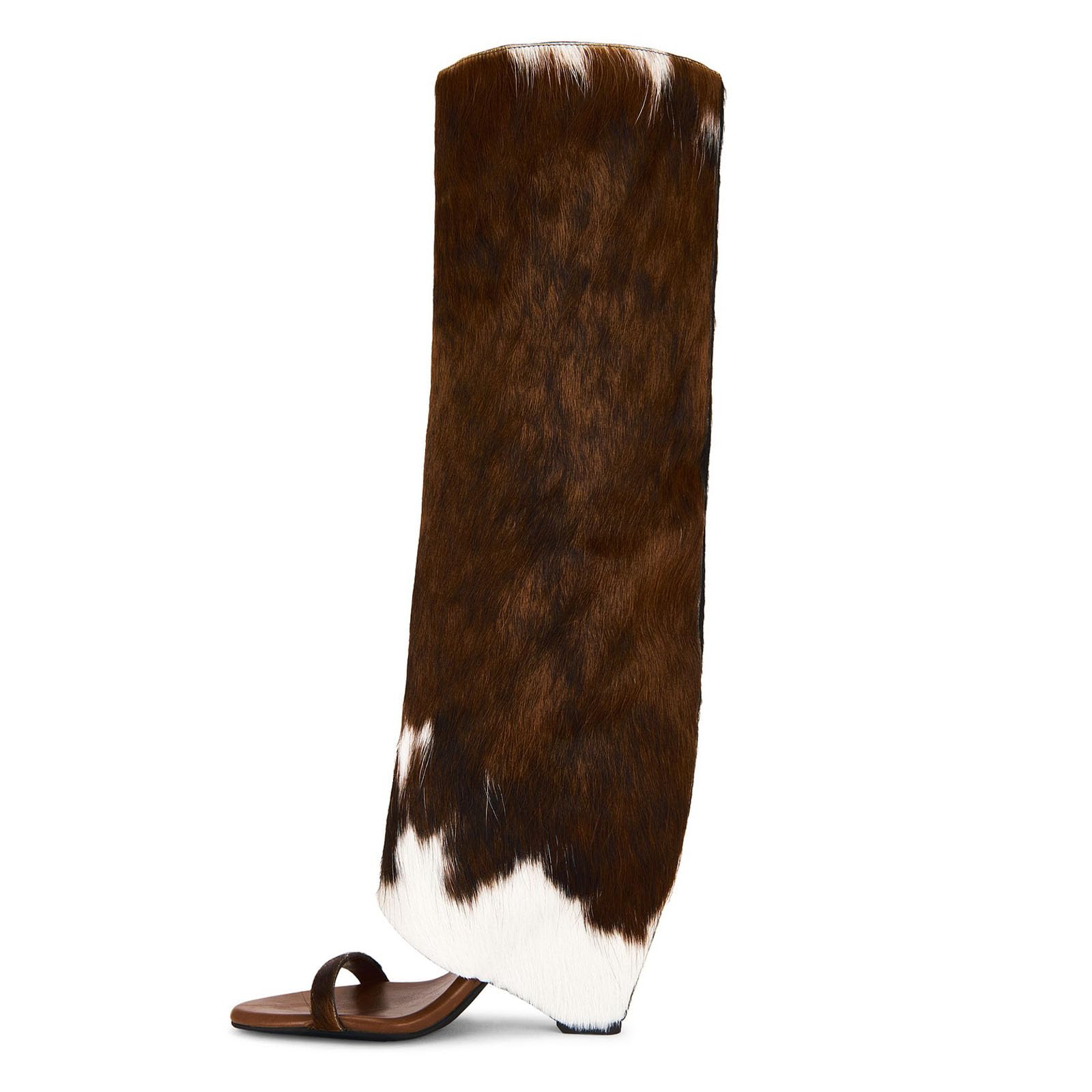 Wide Calf Knee High Boots Women Open Round Toe Boots Chunky Heel Pull On Tall Boot Long Boot