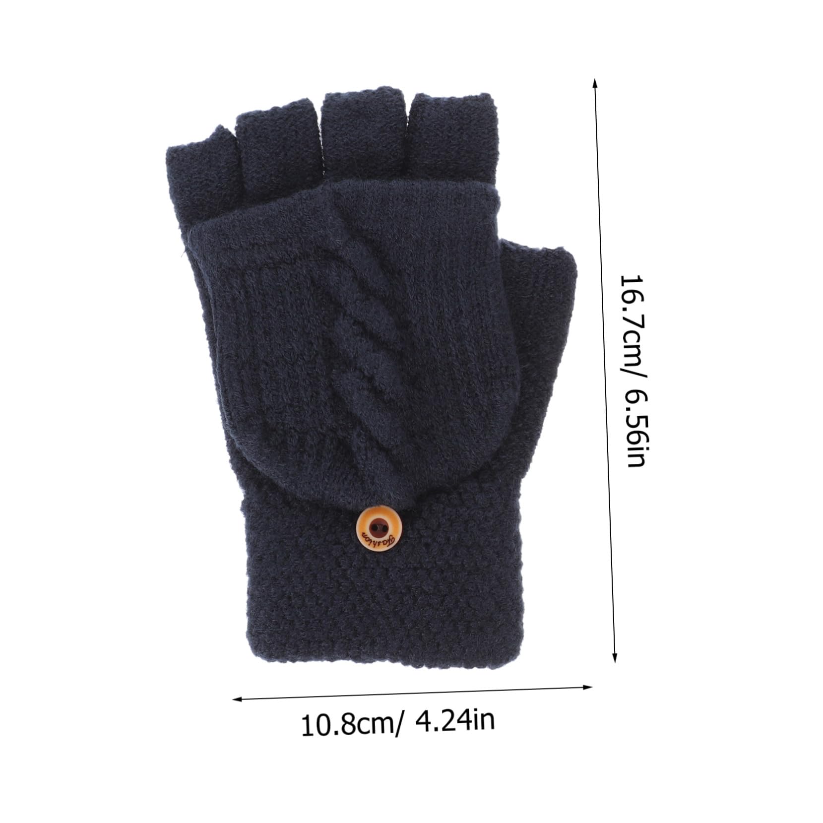 FRCOLOR Guantes sin Dedos para Mujer 1 Par de Punto Solapa Negro