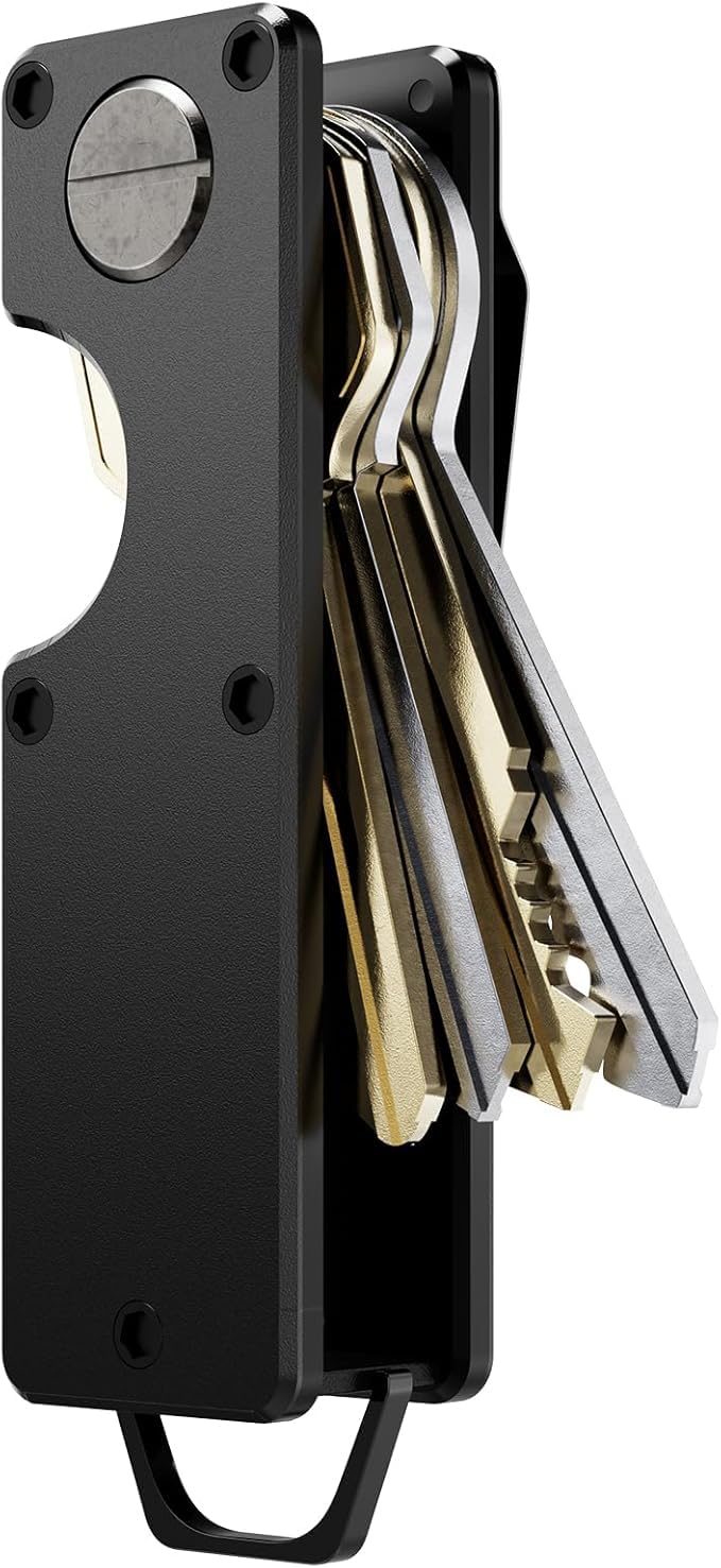 ShabeEatKey Organizer Compact Key Holder Metal Key Chain Minimalist key case key holder for keychain Secures 1-5 Keys