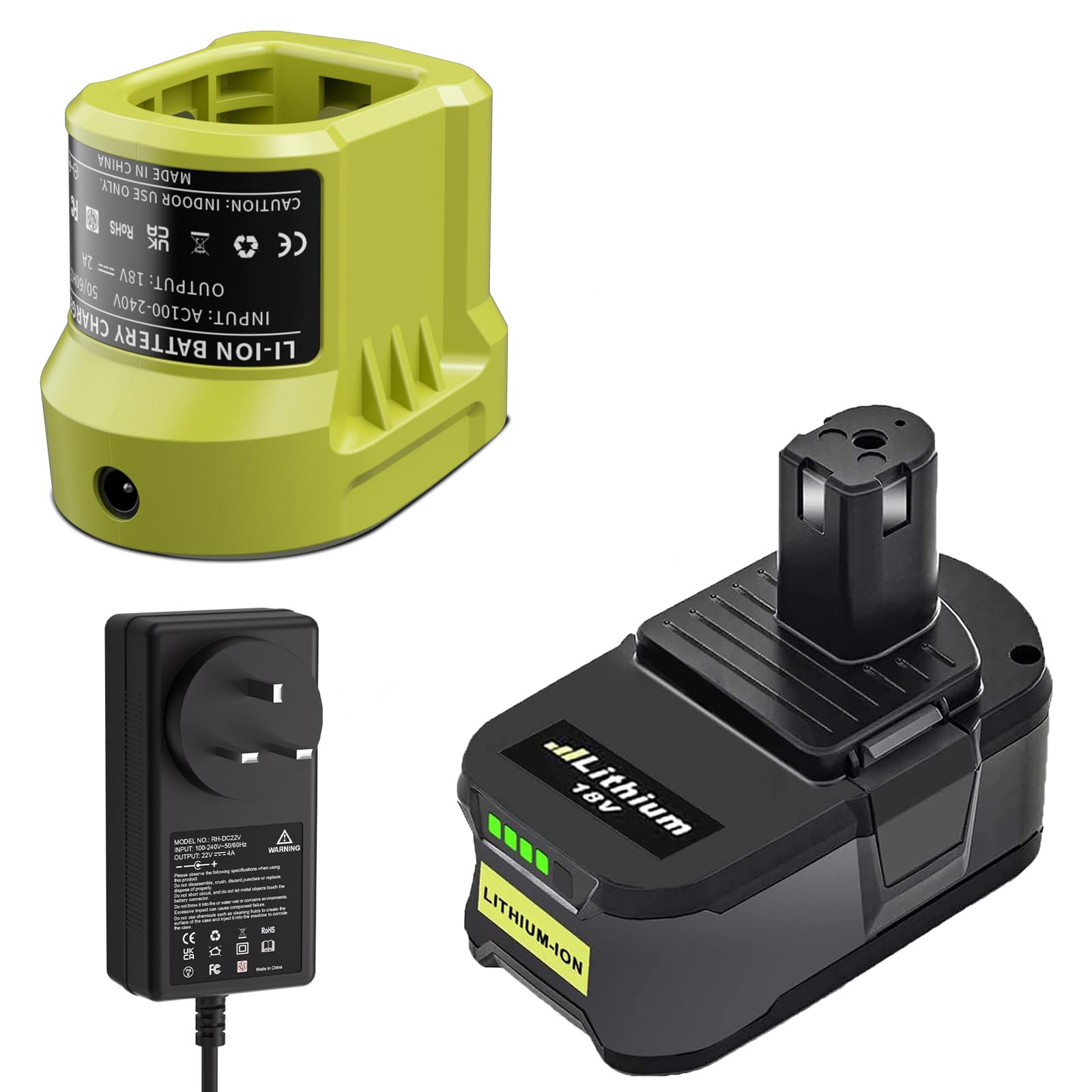 18V 5000mAh Replacement Battery for Ryobi Split Charger Compatible with  P104 P105 P108 P107 RB18L50 RB18L40 RB18L25 with LED Indicator