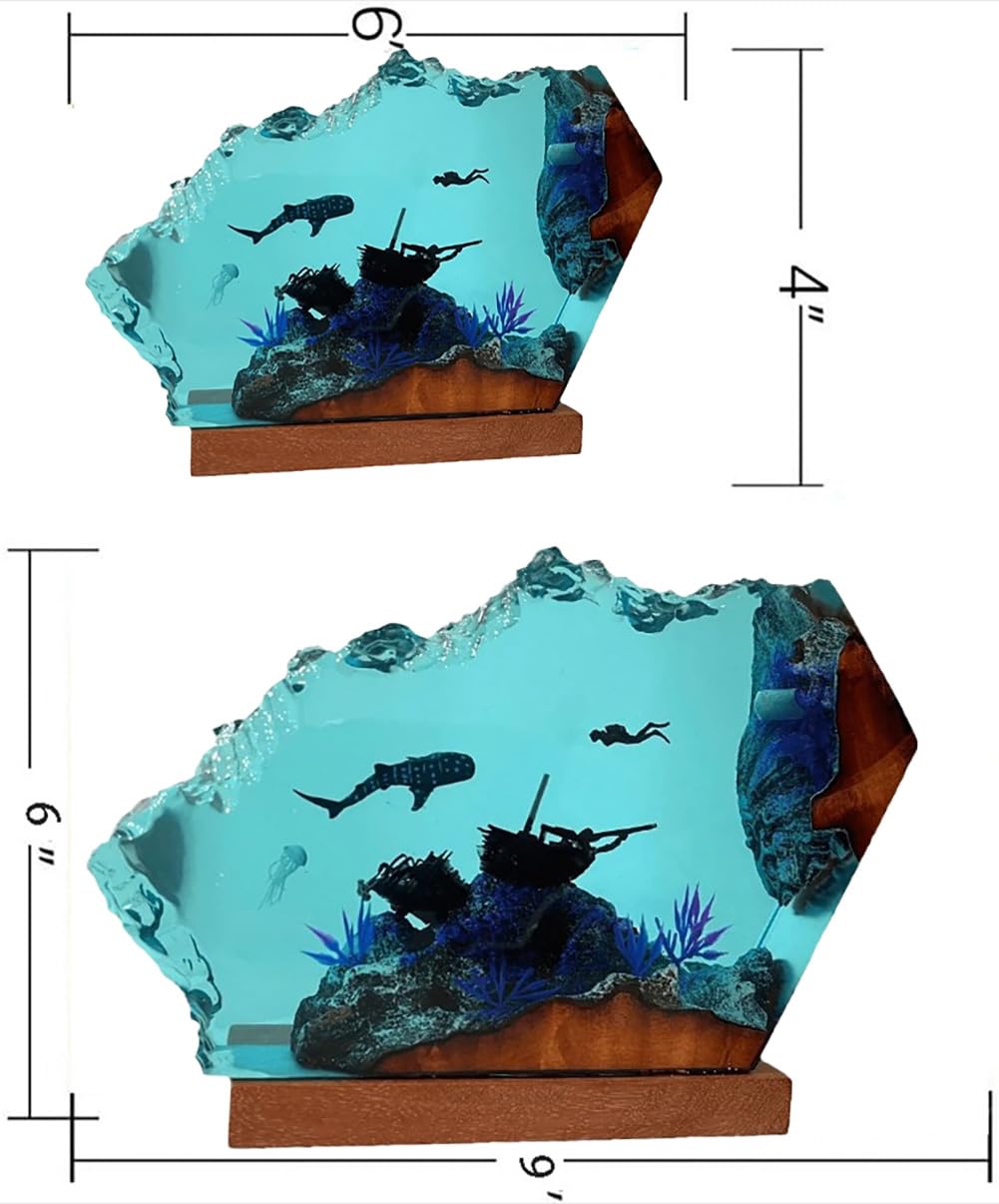Amazon.com: Orca and Diver Diving Resin Wooden Lamp, Ocean Theme