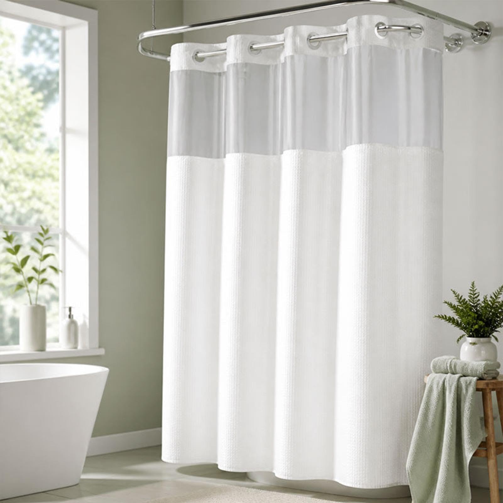 Rideaux De Douche Pour Salles De Bains Tenture À Tissage Gaufré Avec | Idéal Pour Les Hôtels pour hôtel, box, maison, appartement, dortoir, ferme et buanderie