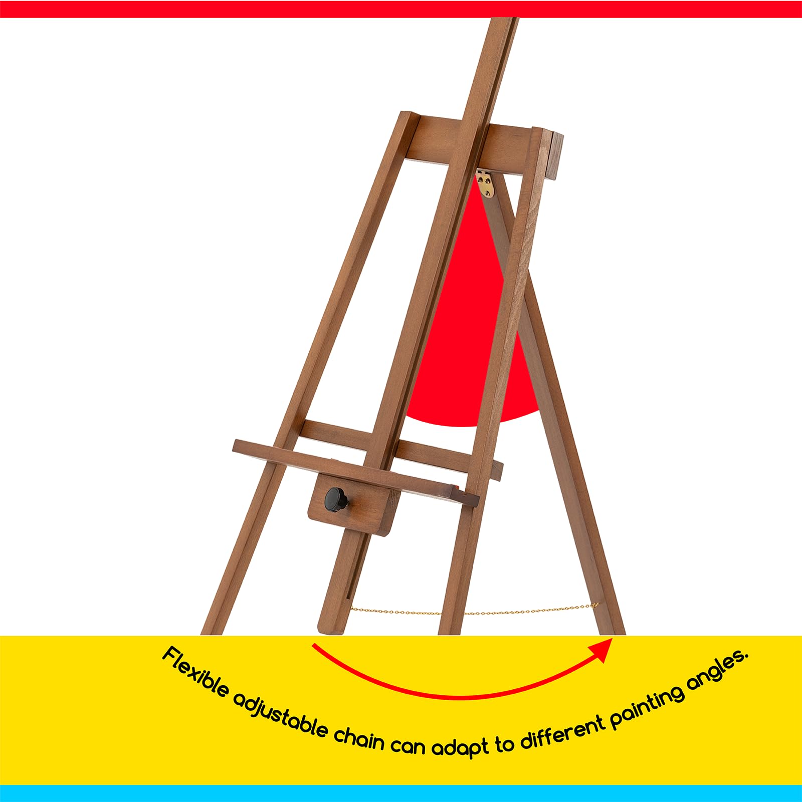MEEDEN Cavalletto per pittura, con cornice in legno di faggio massiccio, cavalletto per pittura, cavalletto per artisti, può contenere tele fino a 109,2 cm, noce
