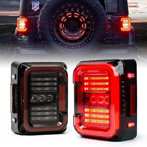 Miniatura 8 de Xprite Luces traseras LED con diseño novedoso en forma de "C", luz trasera de lente ahumada con funcionamiento y freno y señal de giro y luz de