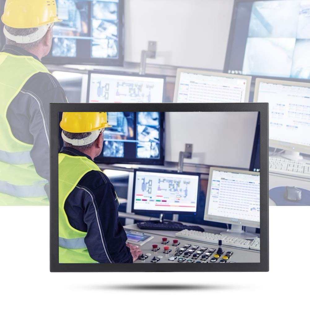 ASHATA Monitor Industriale, Monitor Industriale Full Metal 15in 1024x768 HD/VGA/AV/BNC/USB G15 (V59), Monitor Industriale per PC, TV, CCTV, Videocamera, Sicurezza, Computer (Spina UE)