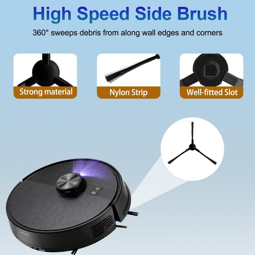 Replacement Parts Accessories Compatible with MONSGA MS1 MAX Robot Vacuum Cleaner, Including 1 Main Brush, 4 Hepa Filters, 4 Mop Pads, 4 Edge-Sweeping Brushes, 4 Dust Bag