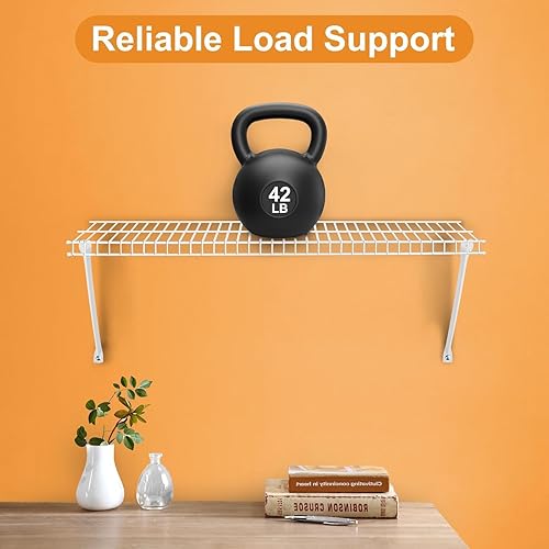 Miniatura 4 de EEEKit Soporte de estantería de alambre, soportes de estante de alambre blanco de 17 pulgadas, soportes de estante de armario para estantes de 12