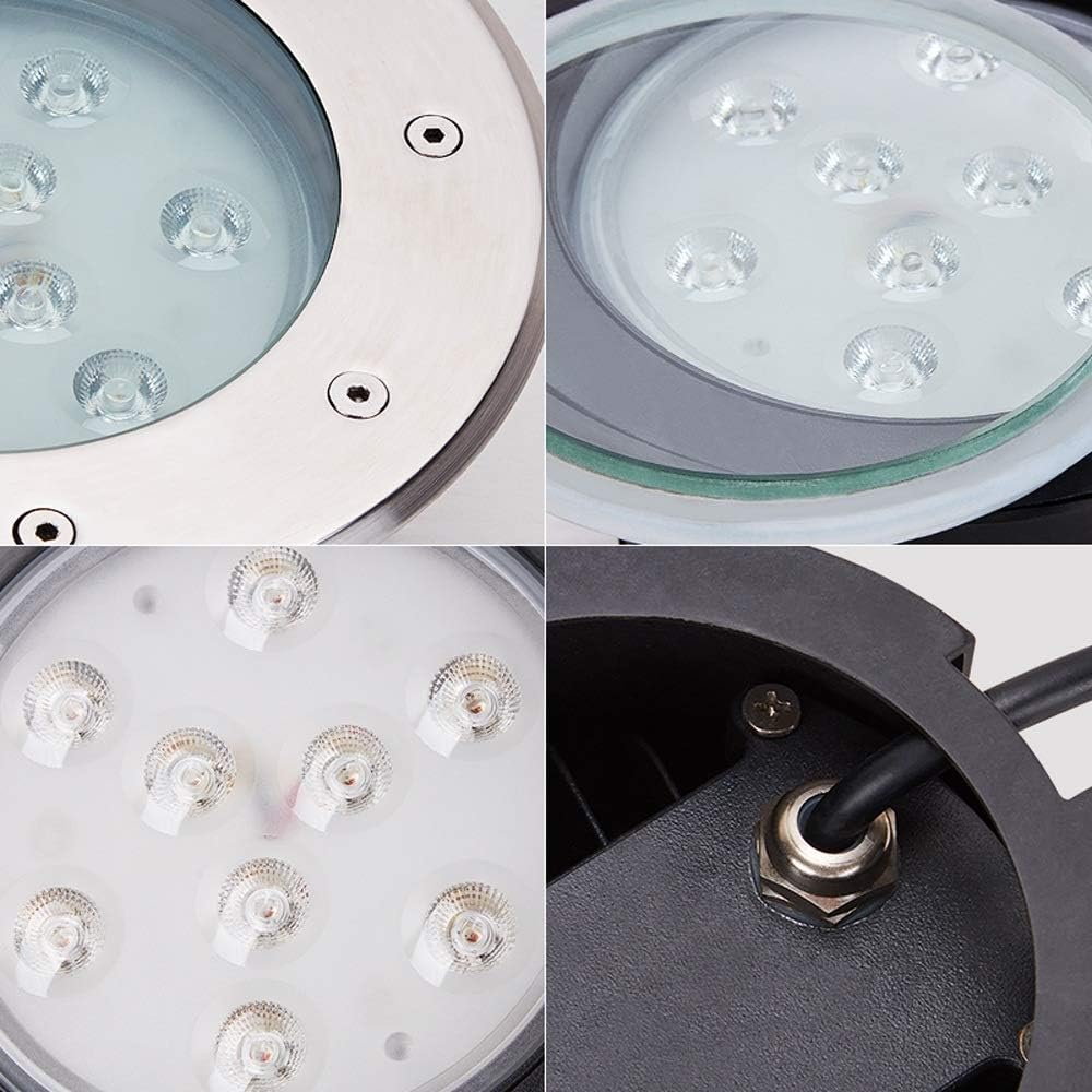 Embedded LED Underground Path Light Waterproof IP55 Exterior Ground Lamp Stainless Steel with Tempered Glass Mask Landscape In-ground Lights Decorative Spotlight High Brightness (Color : Yellow