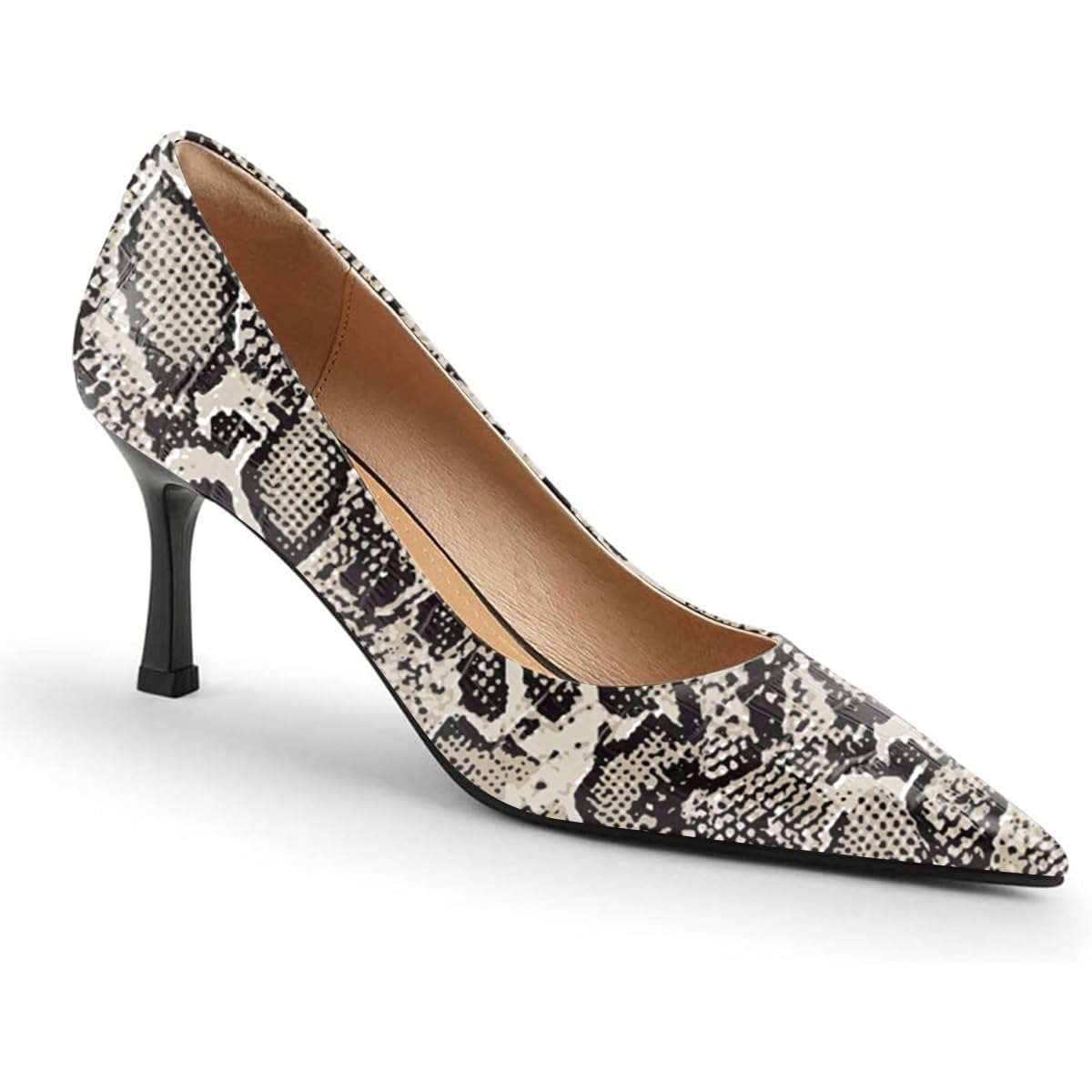 FOWT Simple Solid Croc-Embossed Pointed Toe Pumps Women Dressy Slip on Thin High Heels Sexy Shallow Party Evening Dance Shoes US Size 4-16