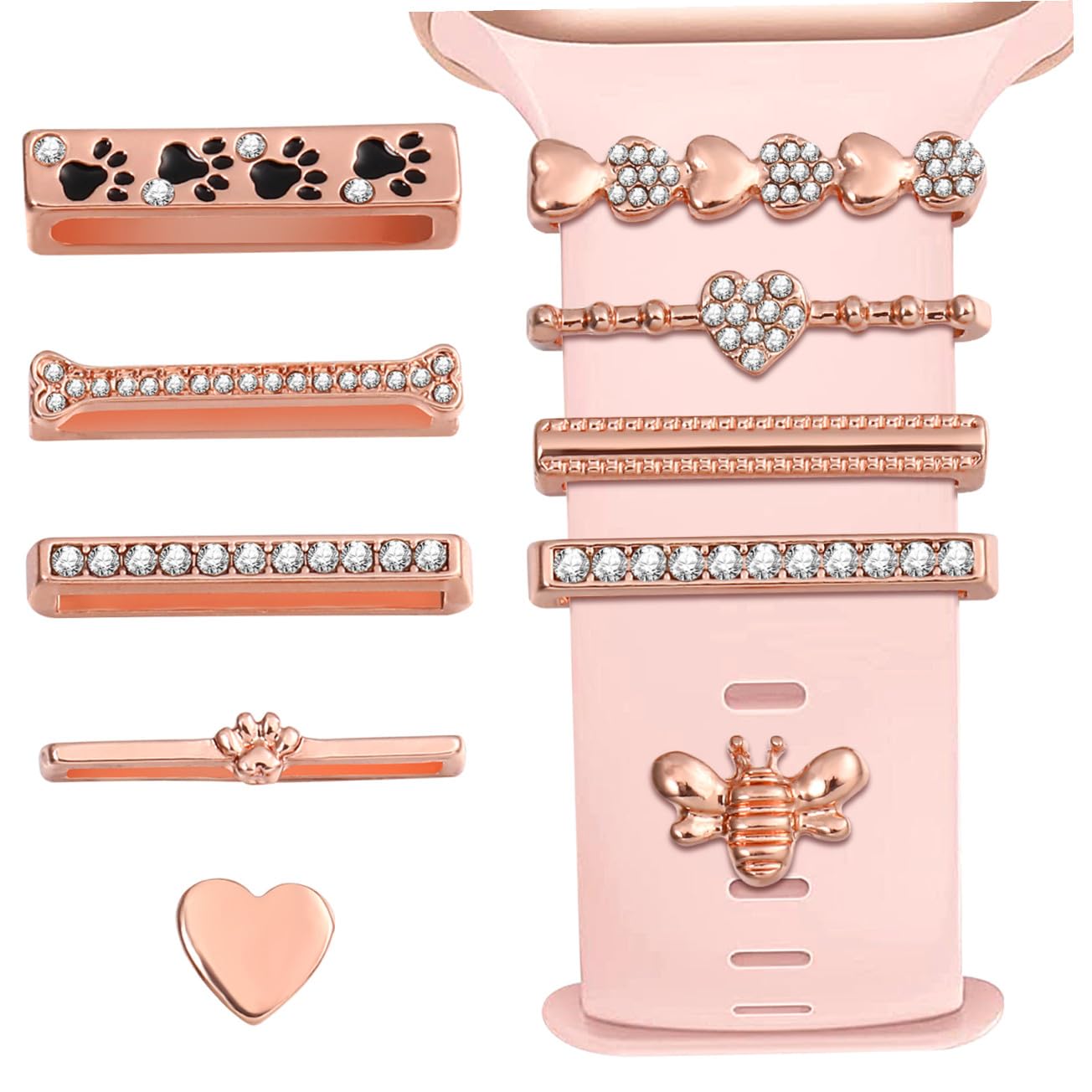 Mikinona Breloques Décoratives en Métal 10 Pièces Faciles à Poser et Retirer, Accessoires Uniques pour Bracelet de Montre Connectée