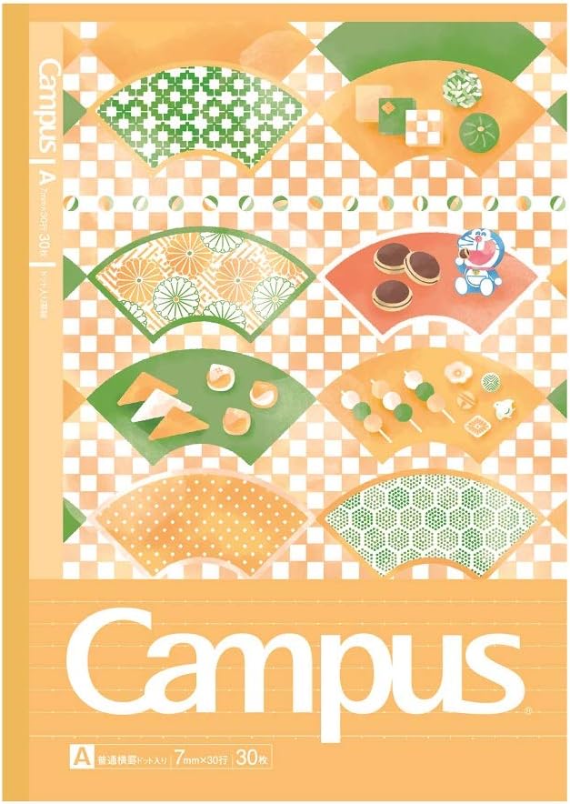 Showa Note 119214003 Doraemon Notebook, Campus, Doted, A-Ruled, Pack of 5, Japanese Modern