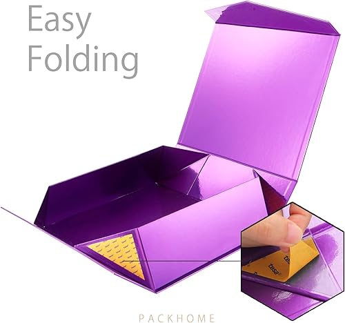 Miniatura 5 de PACKHOME 16.3 x 14.2 x 5 pulgadas, caja de regalo extra grande con tapa, caja de regalo para ropa y regalos grandes (morado con textura de césped)