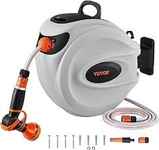 VEVOR Avvolgitubo Automatico per l'Irrigazione PP 20m, Diametro Tubo 12mm, Rullo Avvolgitubo Automatico Retrattile Fissaggio a Parete Girevole 180° da Giardino Orto Pulizia Domestica
