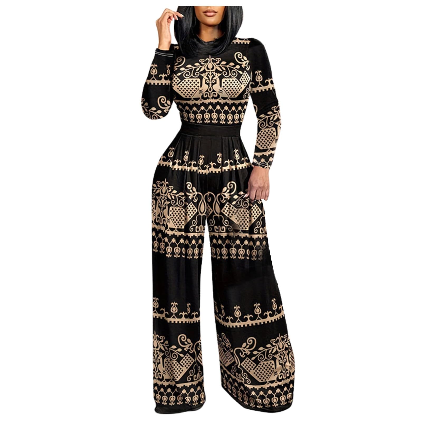 Tenue De Soiree Femme, Combishort élégante décontractée manches longues col montant jambe large