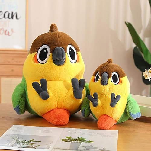 Miniatura 3 de Juguetes de peluche amarillo con pájaro verde, almohada de peluche súper suave, lindo peluche de pájaro de Navidad, regalos de cumpleaños para niños