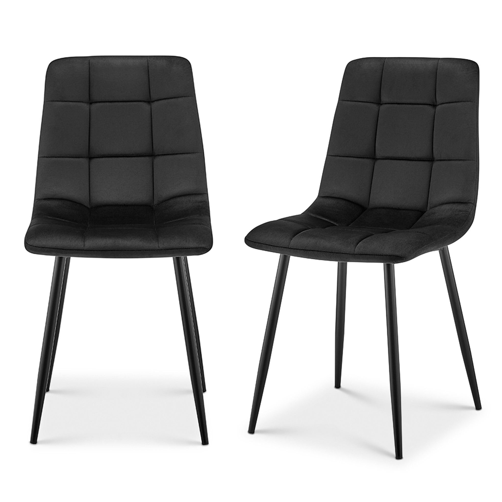 Bravich Velvet Embossed Dining Chairs Set of 2, Black High Back Upholstered Fabric Kitchen Chairs with Metal Legs, Modern Accent Chairs for Dining Room, Bedroom, Dressing Table and Vanity