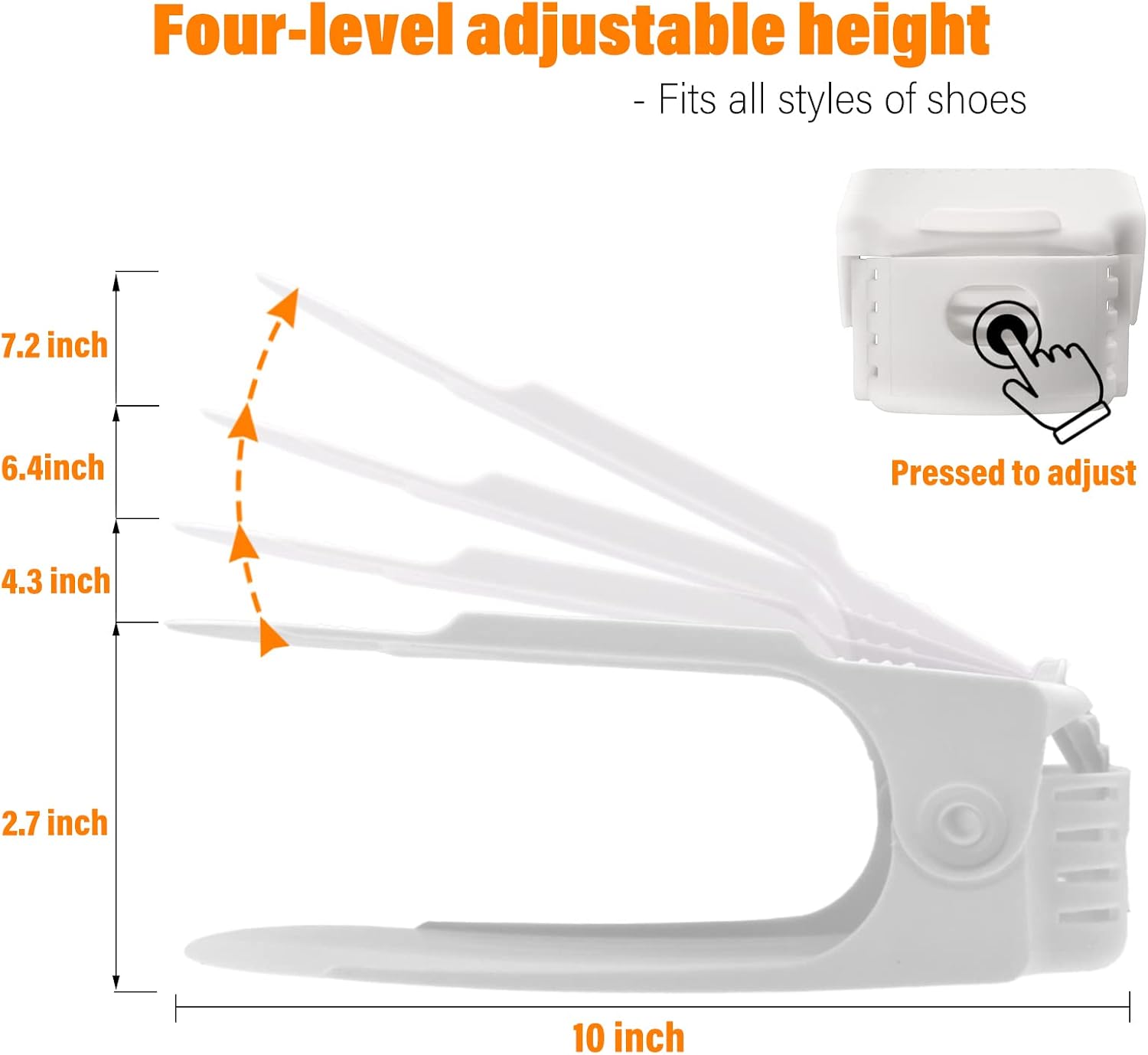 LEIMO KPARTS Shoe Slots Organizer, 20-PACK Adjustable Shoe Stacker, Double Layer Stack Shoe Holder Space Saver, White Shoe Stacker for Closet Organization