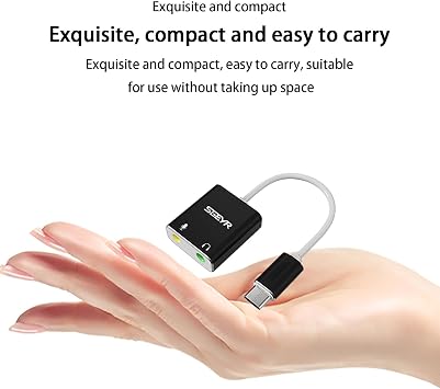 SGEYR Type c Sound Card External Sound Card, USB-C to 3.5mm Jack Audio Adapter, Type C to Microphone Headphone Adapter, USB-C to Audio Auxiliary Cable External Stereo Sound Card Audio
