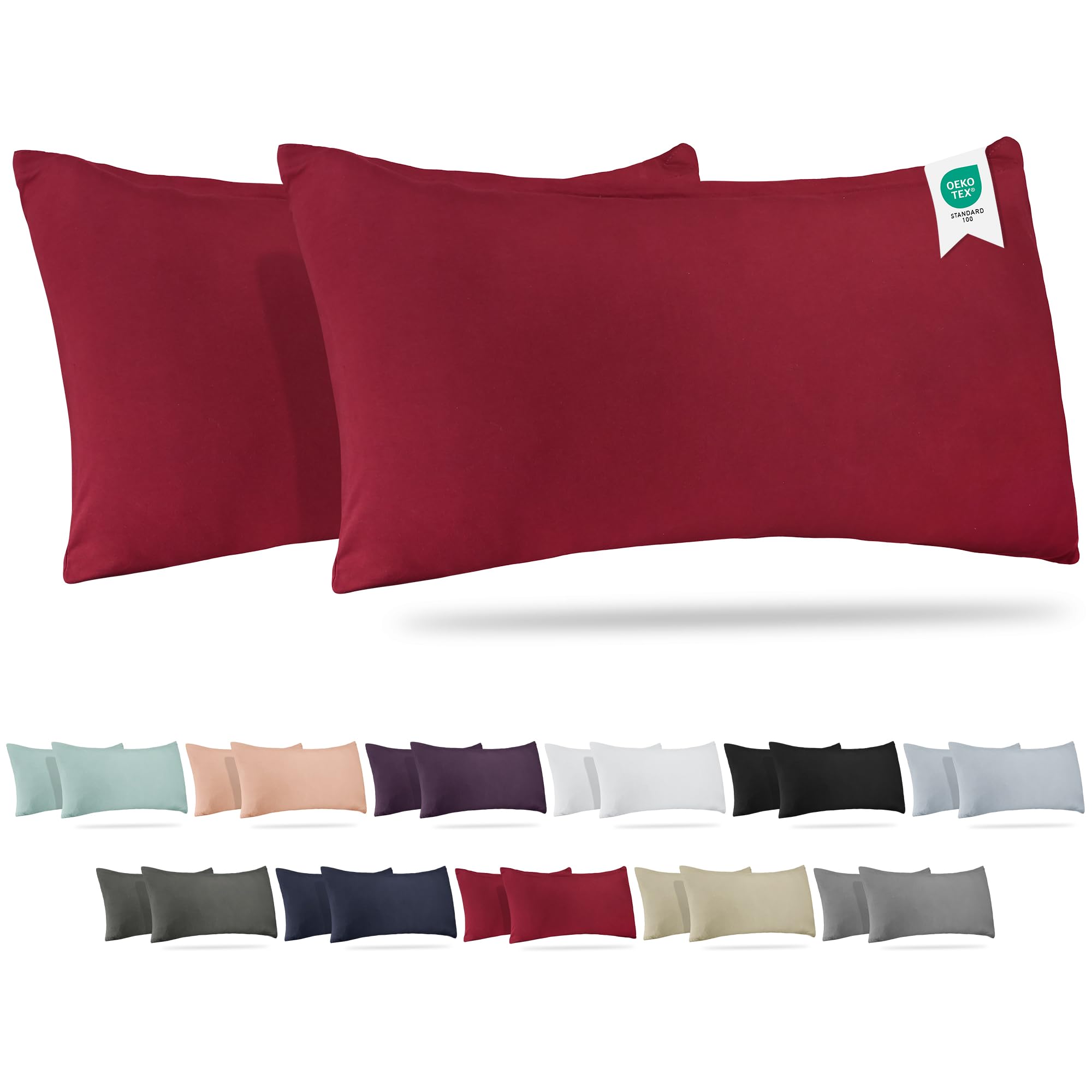Barbons Kissenbezug 2er Set – Kopfkissenbezug 100% Jersey Baumwolle weiche Kissenbezüge Kissenhülle mit Reißverschluss