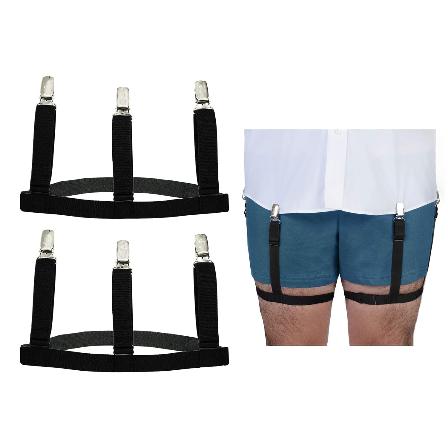 shank Adjustable Shirt Garters with Locking, Non-Slip Clips (1-Pairs) For Men And Women Deluxe - Elastic Shirt Stays With Clip, Easy To Wear & Keep Shirts Tucked In, For All Types Of Shirts-picture-13
