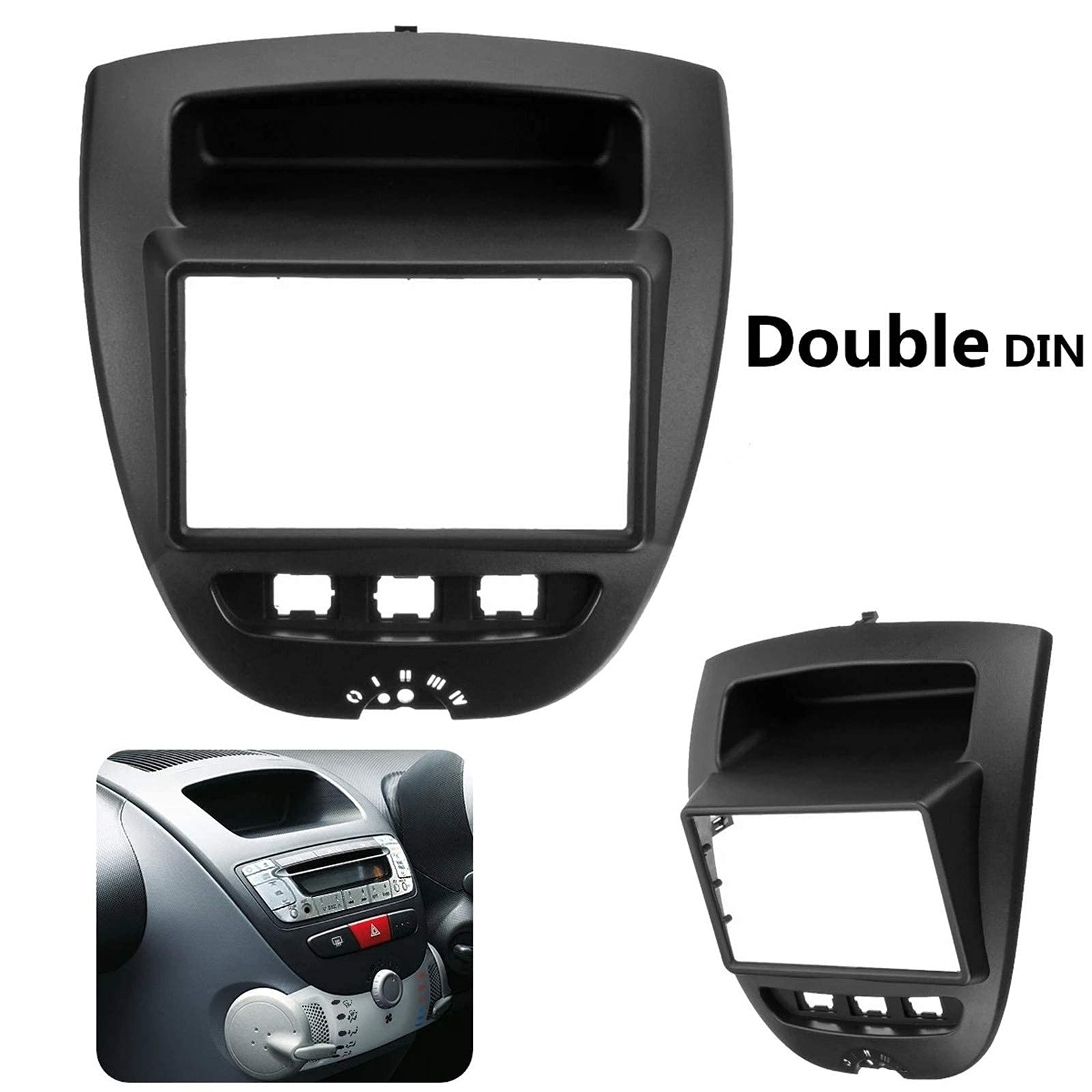 KAOLALI Mascherina Autoradio 2 DIN, Kit Montaggio Autoradio Compatibile per Toyota Aygo Citroen C1 Peugeot 107 2005+