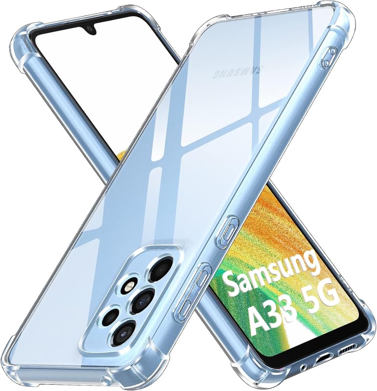 Image of Lustree Back Cover Transparent Case Compatible with Samsung Galaxy A33 | Clear + TPU Case with 4 Corner Air Cushion Protection & Camera Protection | Slim& Stylus Cover