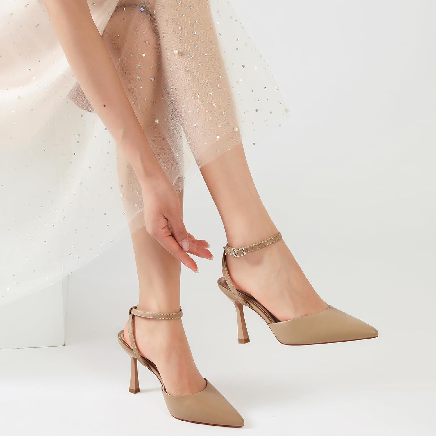 Susanny Heels for Women Stiletto Closed Pointed Toe Backless Dress Shoes High Heels Sexy Kitten Pumps Wedding Guest Party Dance Prom Dressy Comfort Shoes - Image 8