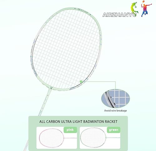 Miniatura 2 de Raqueta de bádminton, raquetas de bádminton, ofensivas y defensivas, ligeras de fibra de carbono de 2.65 oz de una sola pieza, moldeadas