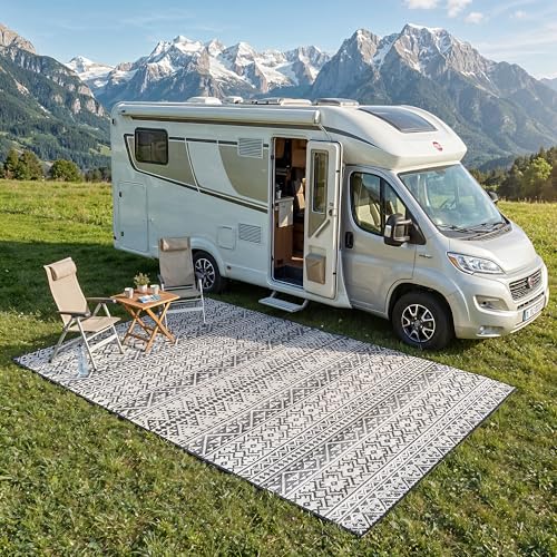 EVOCAMP Outdoor Teppich 250x400 cm Kunststoffteppich wetterfest und leicht - 3 6 kg Picknickdecke für den Outdoor-Bereich Vorzeltteppich aus Kunststoff-Fasern