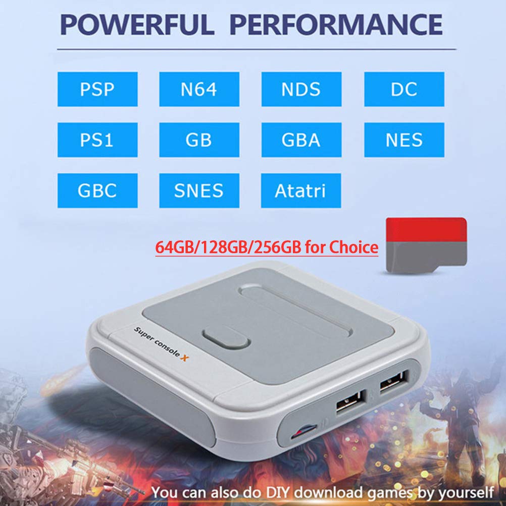 Console di gioco portatile, 30000+ giochi integrati, R8 Console di Gioco Retrò Wireless, Console Wireless Portatile, Lettore di Giochi con Uscita HDMI, Mini Lettore Video TV per PS1 / N64 / DC ecc
