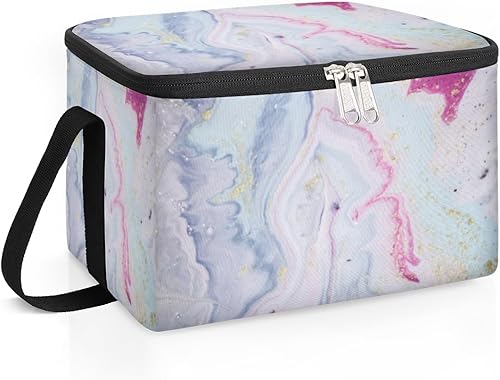 Miniatura 2 de QsirBC Abstraction Marble Texture Insulated Lunch Bag Women Reusable Lunch Tote Square Meal Bag for Adults Men Cooler Lunch Box for Work Travel