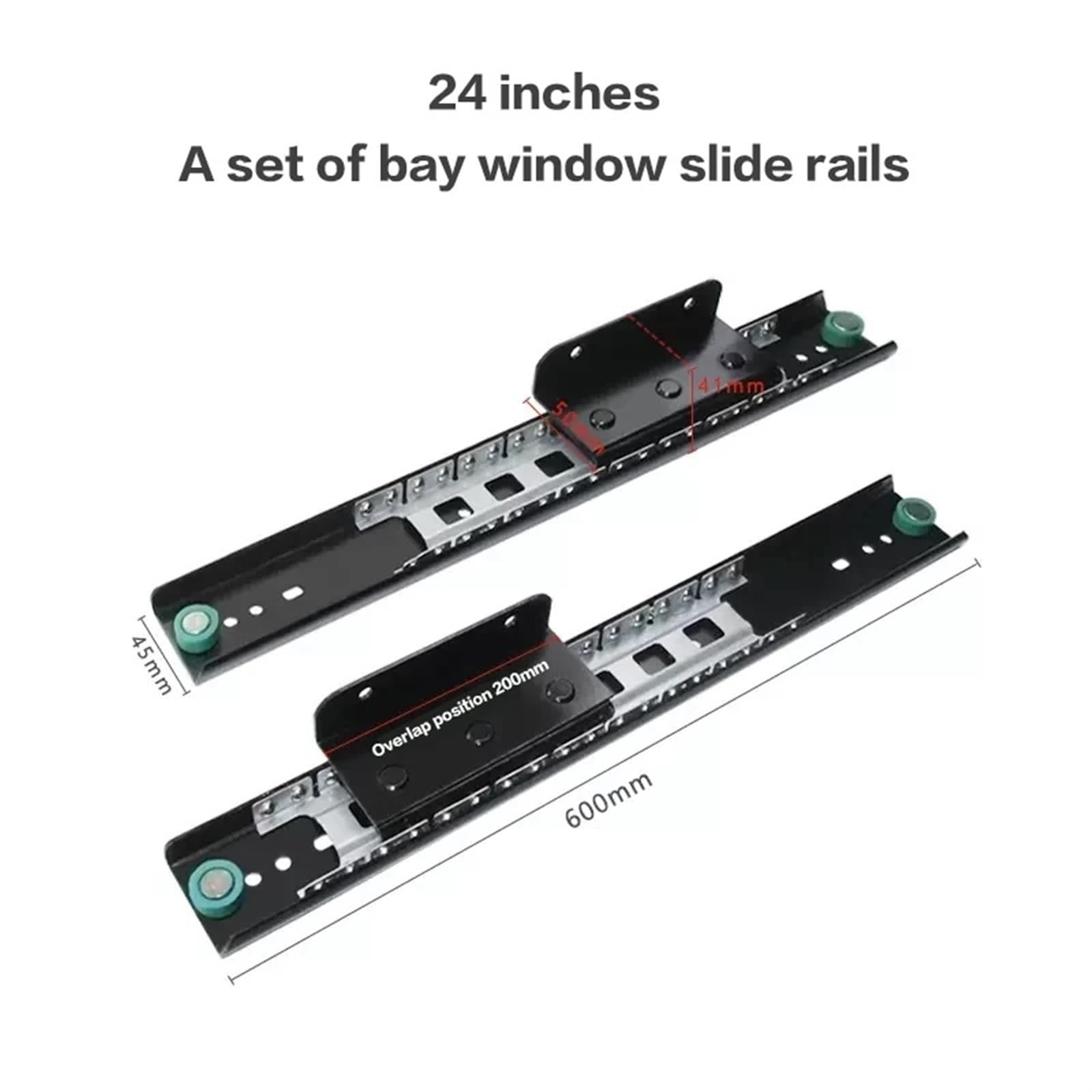 Heavy Duty Drawer Slides Invisible Bay Window Slide Rail Push-Pull Desk Silent Heavy-Duty Track Home Window Sill Extendable Countertop Hardware Kit(24 inches)