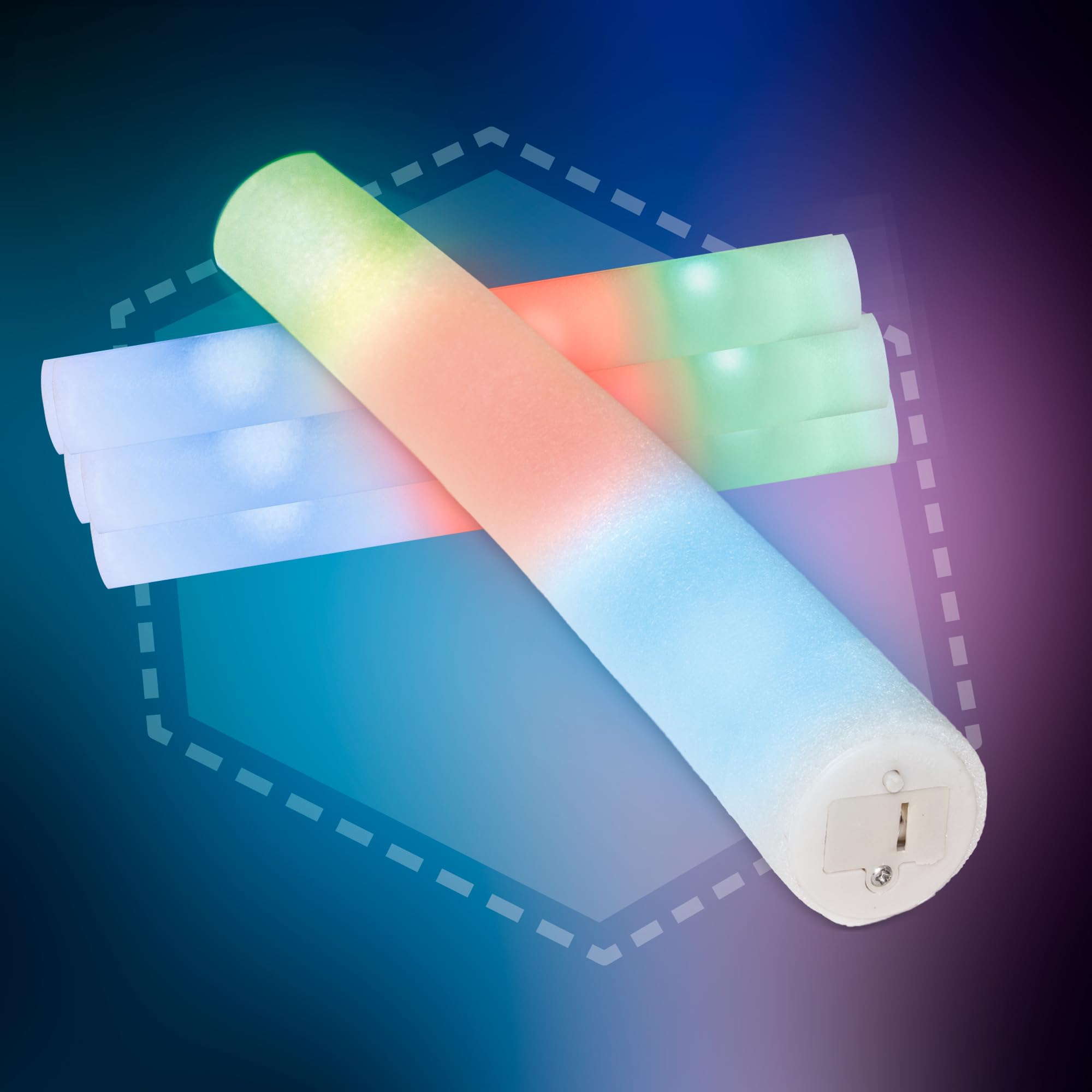 Pack de 200 Palos LED RGB de GomaEspuma – Varitas Luminosas de Gomaespuma con 3 Modos de Iluminación, Sticks de Luz para Bodas, Conciertos, Festivales y Cumpleaños - Autonomía 8 horas - 35 cm