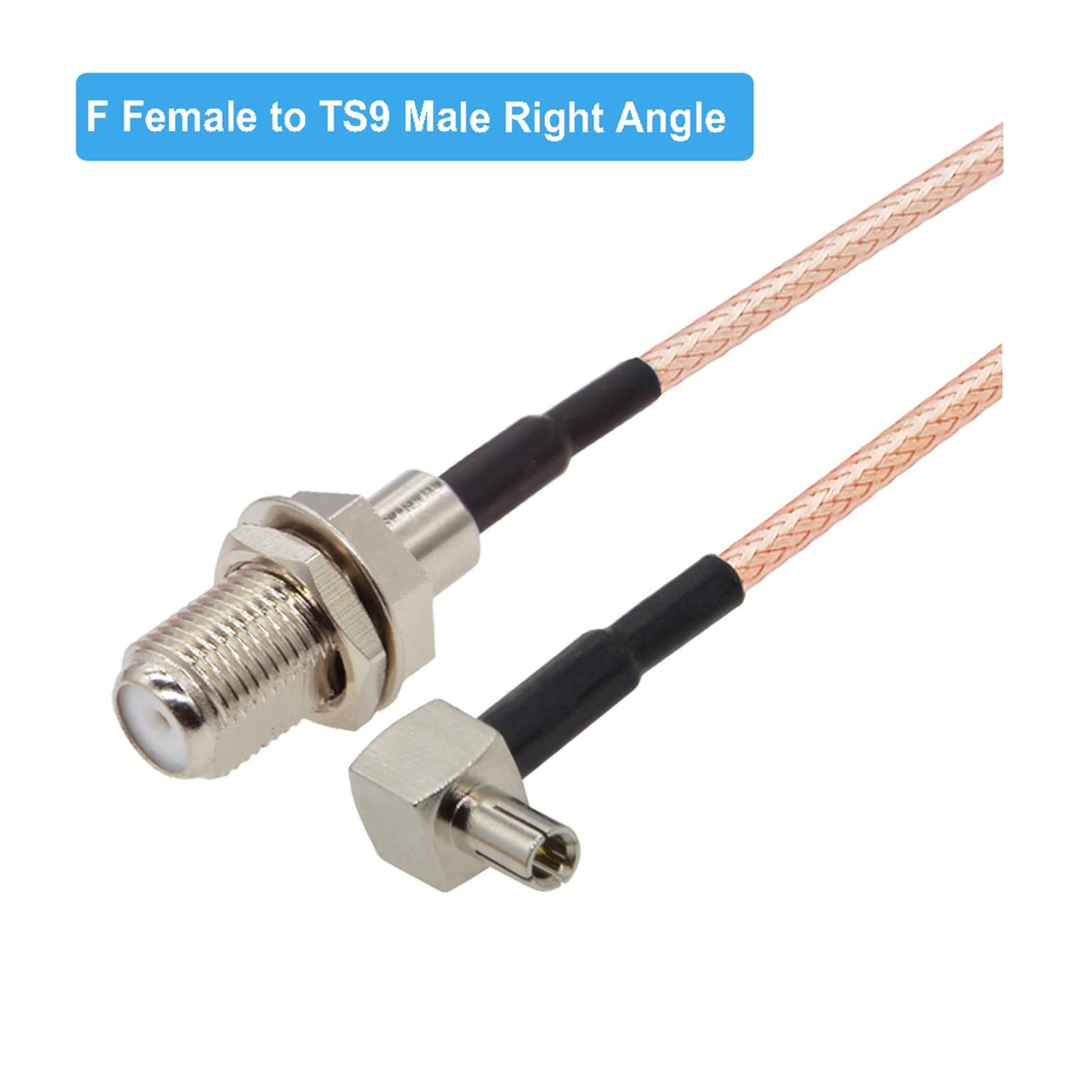 2 szt. F do TS9 F kabel żeński do CRC9 męski kąt prosty RG316 kabel koncentryczny RF 3G kabel przedłużający antenę Jumper Pigtail (kolor: F do TS9, rozmiar: 30 cm)
