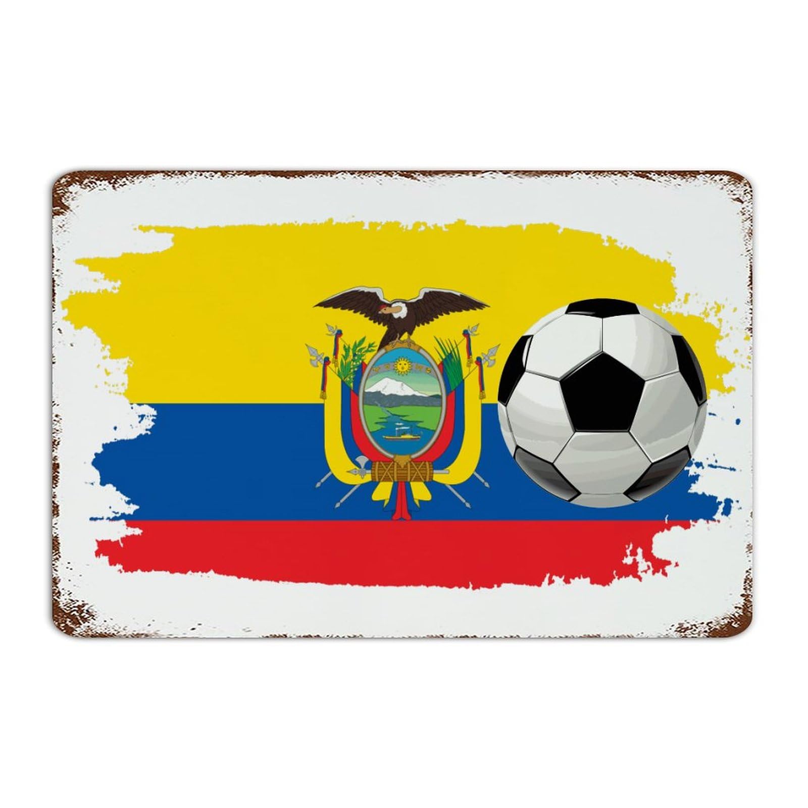 Panneau métal football Équateur déco murale durable pour bar