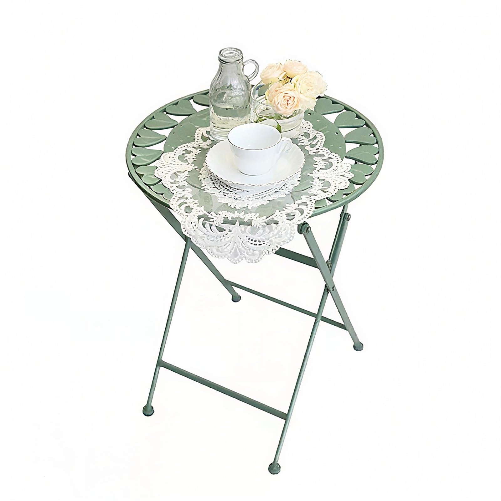 Table de bistrot de patio pliante au design raffiné avec découpes cœur