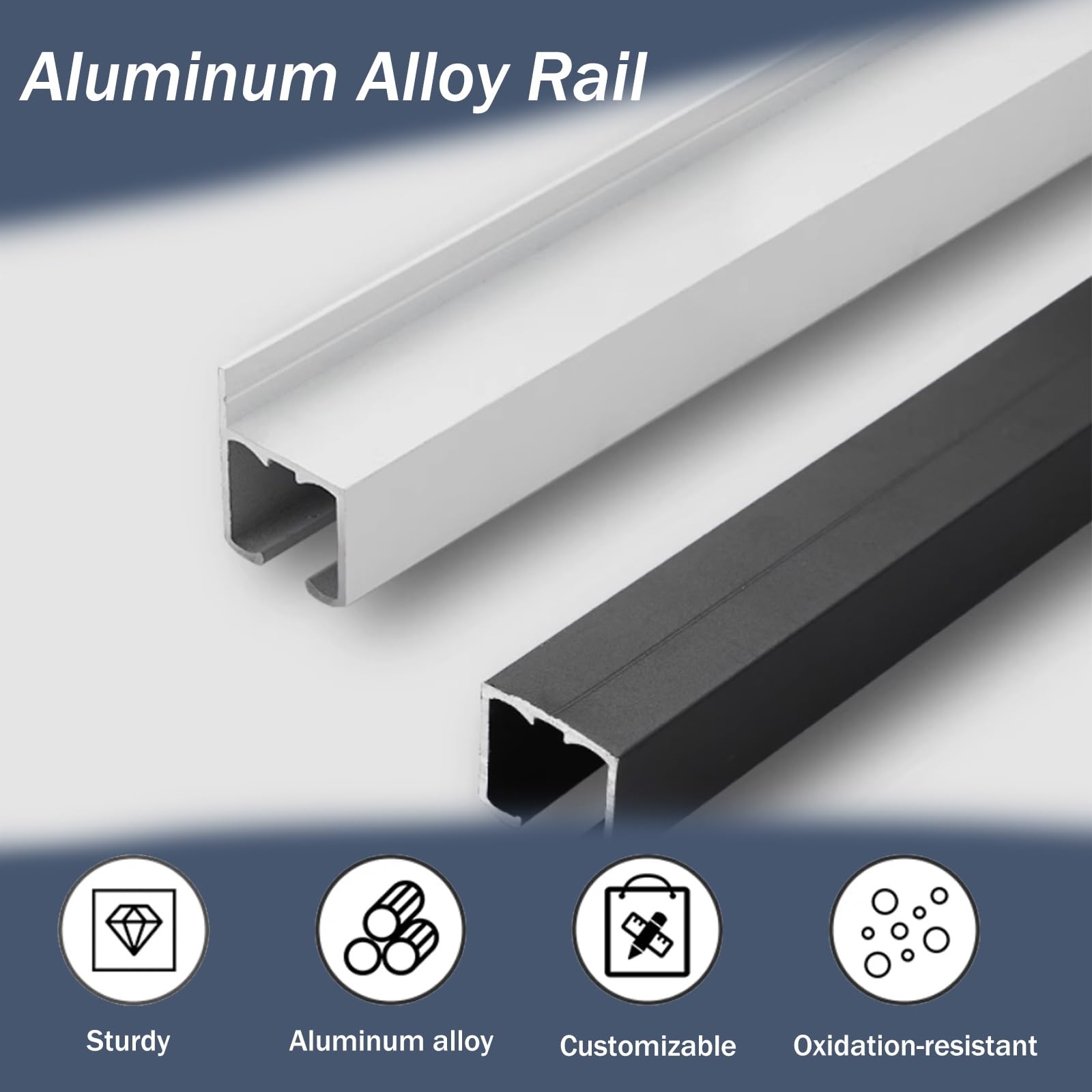 Bildaufhängeschiene Einfaches Fotowandsystem Mit Verschiebbarer Aluminium-Aufhängeschiene Für Bilderanordnungen, Galerie-Set Haken Für Familienfotos(2m/79"/6.6' Cable,L 2m/6.6' rail)