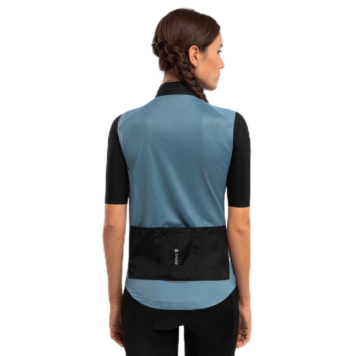 SIROKO - Chaleco Cortavientos de Ciclismo para Mujer V1-W Manghen - M - Azul acero