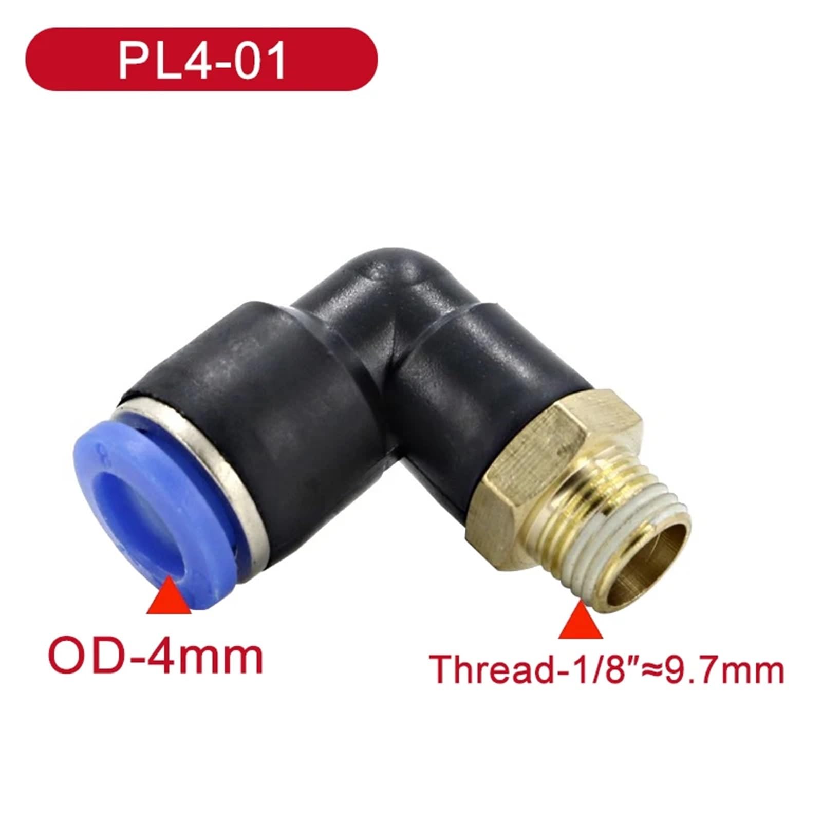 5Pcs Elbow Pneumatic Air Connector 1/8 "1/4" 3/8 "1/2" Male Thread Pneumatic Air Hose Fitting 4/6/8/10/12mm(PL4-01)