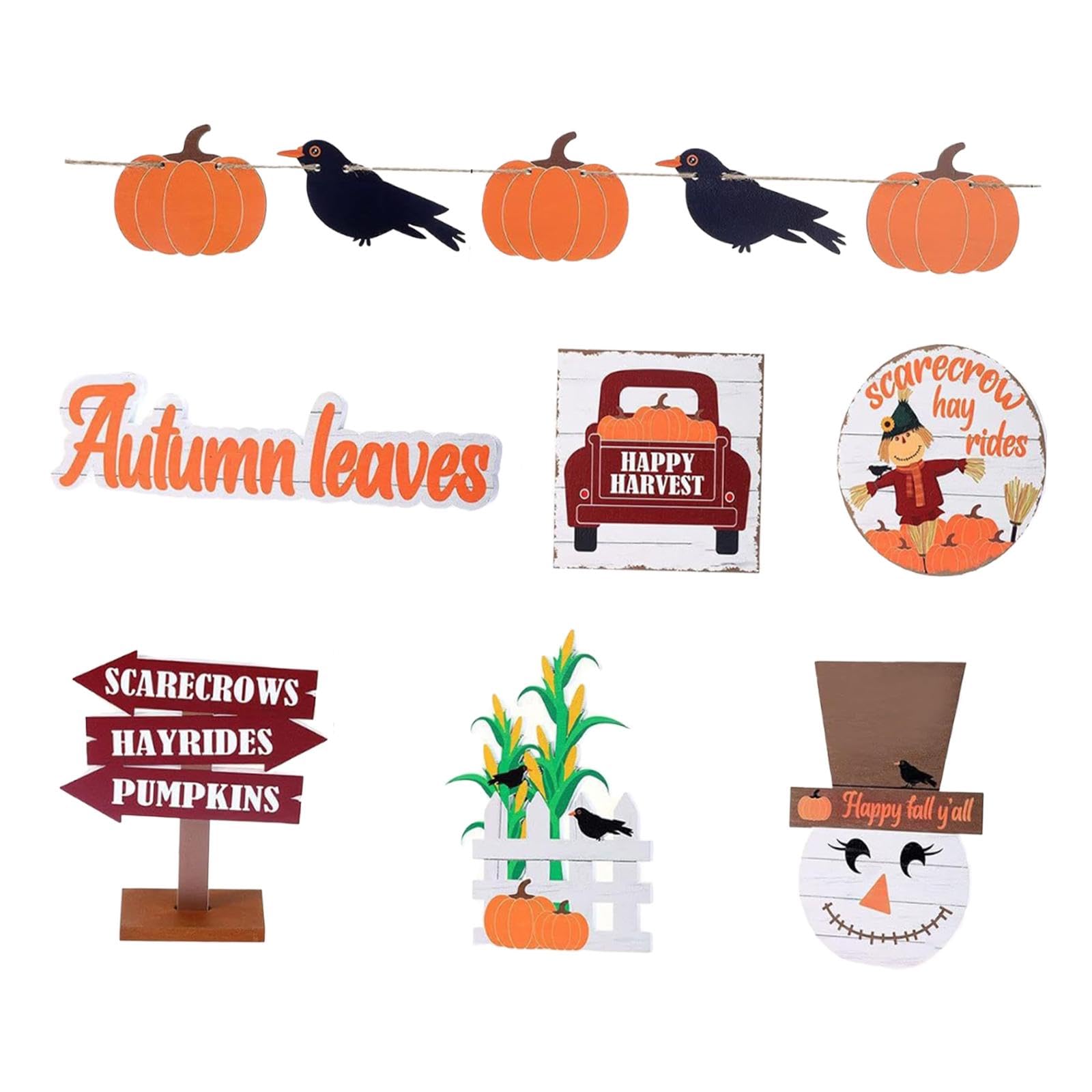 perfk Decorazione Autunnale a Forma di Vassoio a più Livelli, Decorazione Autunnale a Forma di Zucca, Cartello Decorativo da Tavolo, Rustica da Fattoria per