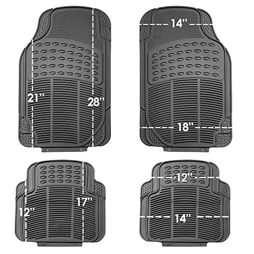 Image of FH Group Automotive Floor Mats Universal Fit Heavy Duty Rubber for All Weather Protection Fits Most Cars, SUVs, and Trucks, 4 Piece (Full Set Trimmable) Gray