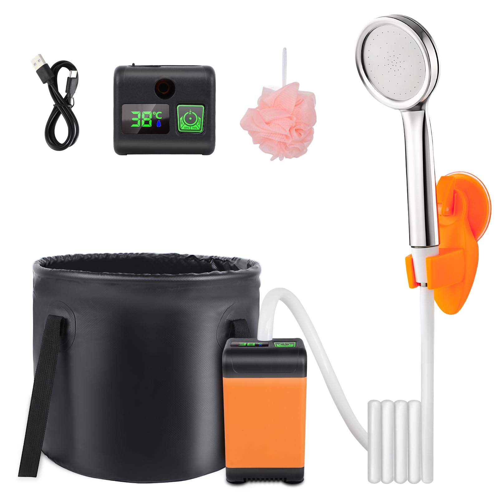 Douche portable pour camping - 110 minutes d'autonomie - Pompe de