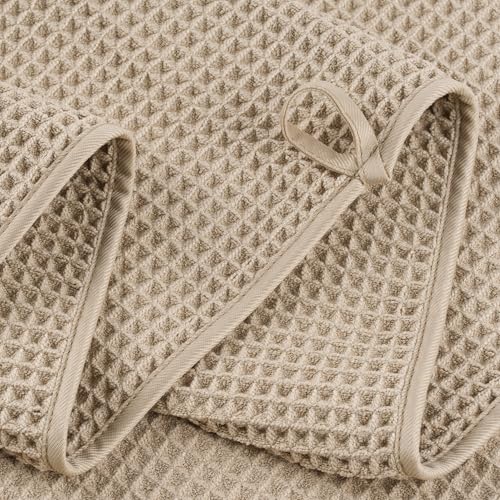 Image of POLYTE 430 GSM Microfiber Oversize Quick Dry Lint Free Bath Towel, 60 x 30 in, 4 Pack (Waffle Weave)
