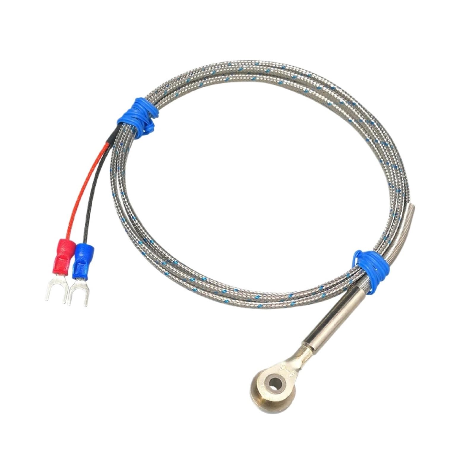 Sonda de termopar Tipo botón Tipo K/J Sensor de Temperatura del Molde de 0-800 °C con Cable de blindaje Trenzado de Acero Inoxidable(K-1M)