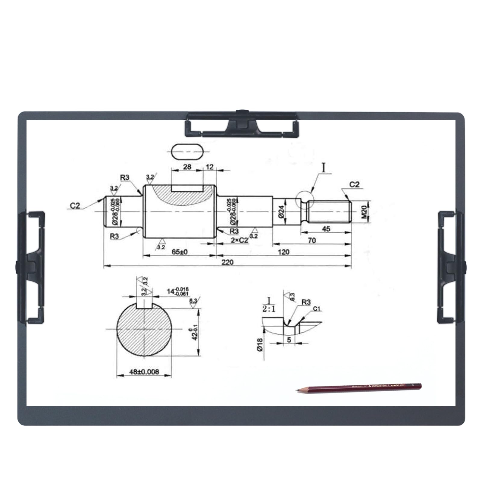 Acocony 11x17 Klemmbrett Drei Clip Aluminium mit Stifthalter Extra Groß Klemmbrett Vielseitig Super Hart 11x17 Klemmbrett Schwarz 1 Stück
