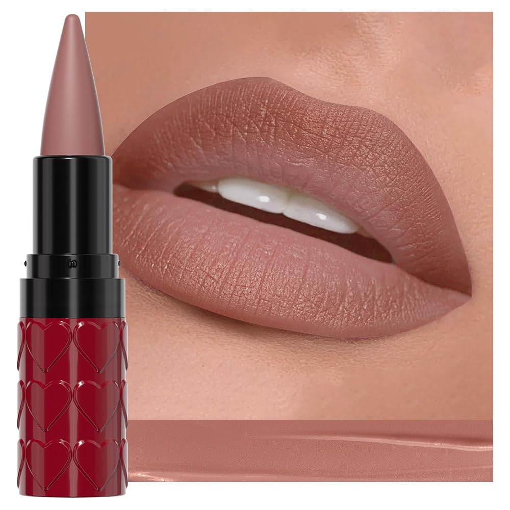 Real Nude Lip Liner Combo Set for Older Women Long Lasting Waterproof, Nude Gradient Matte Lipstick Lips Stick Crayon Pencil Cream Lip Liner and Lipstick Combo Makeup, Flawless Ombre Effect