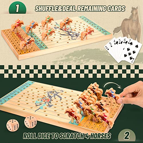 Delighkidz Horse Race Board Games: Wooden Horse Toys Racing Board Games For Adults Teens Kids Include Instruction Family Game Night Fun Party Games Birthday Gifts For Teens Ages 12+ thumb #1